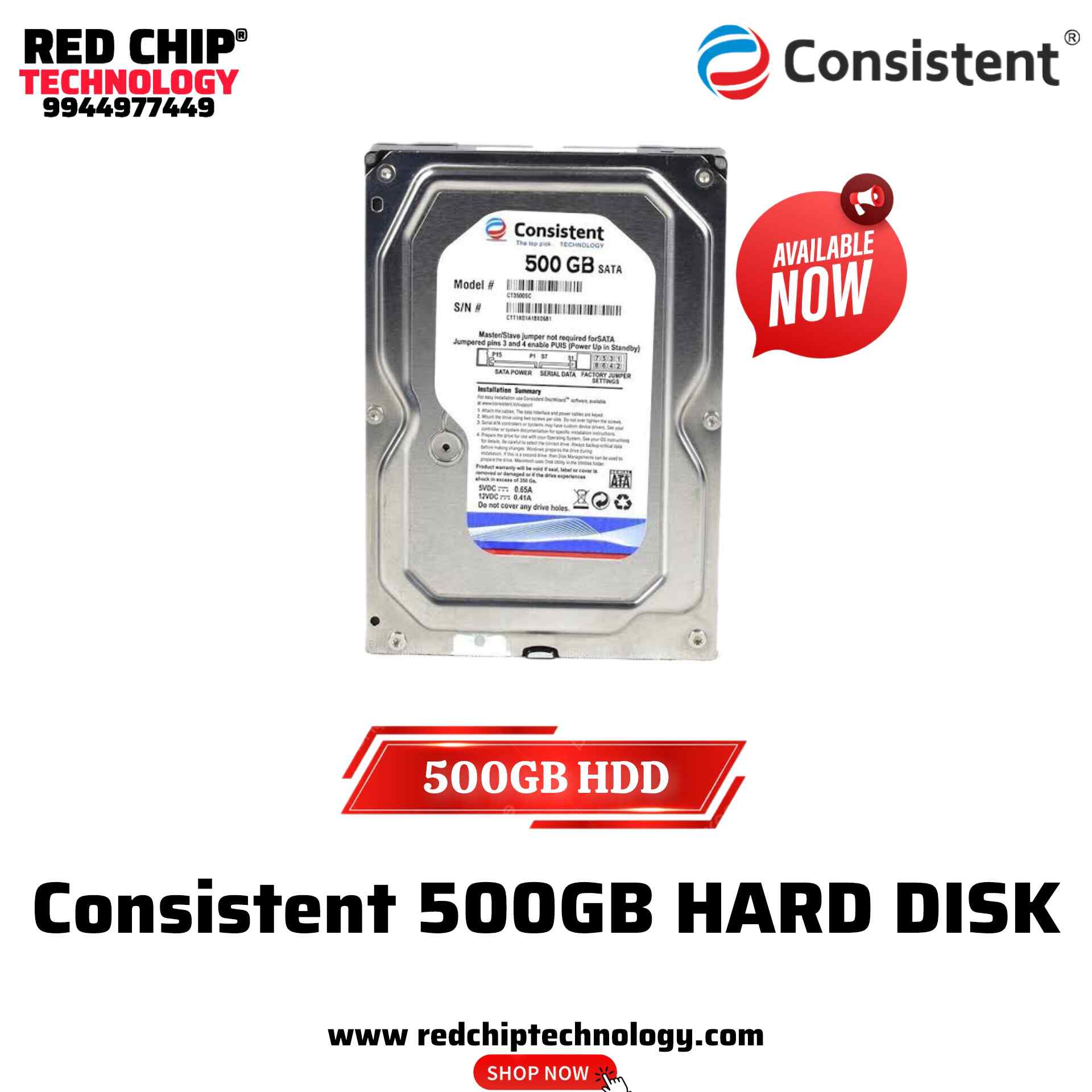 CONSISTENT 500GB HARD DISK